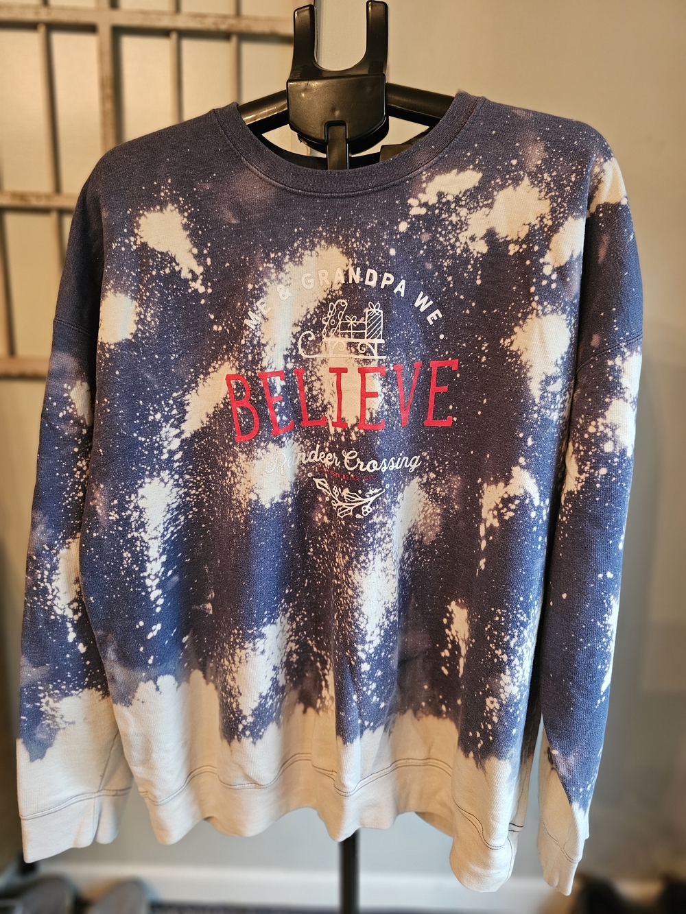 Southern Bliss Co. Bleached "Me & Grandpa We Believe" Christmas Crewneck